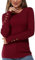 Newshows Long Sleeve Tops for Women UK Ladies Jumpers Button Solid Crew Neck Lightweight Knit Pullover Sweater Dark red,L