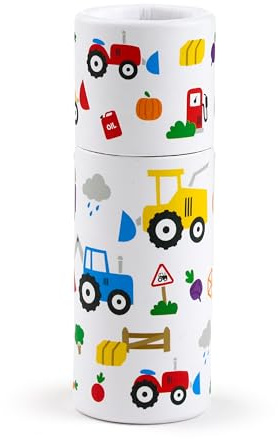 Puckator Little Tractors Pencil Pot with 12 Colouring Pencils - Cute Stationary - Coloured Pencils - School Stationary - Pencil Roll - Colouring Pencil - Color pencils - Coloured Pencils for Adults