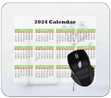 Mouse Pad UK 2025 Calendar with Holidays,Flower Petals Background WhiteGaming Mouse Pad