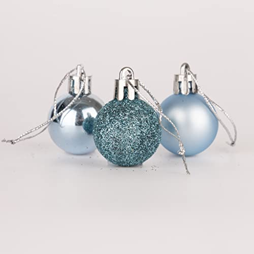 30mm/24Pcs Christmas Baubles Shatterproof Light Blue, Christmas Tree Decorations Ball Ornaments Balls Xmas Hanging Decorations Holiday Decor - Shiny,Matte,Glitter