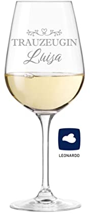 KS Laserdesign Leonardo Weinglas TIVOLI - beste Trauzeugin - personalisiert mit Name,Geschenke Freundin, Schwester, Trauzeugin fragen, Geschenkidee Hochzeit