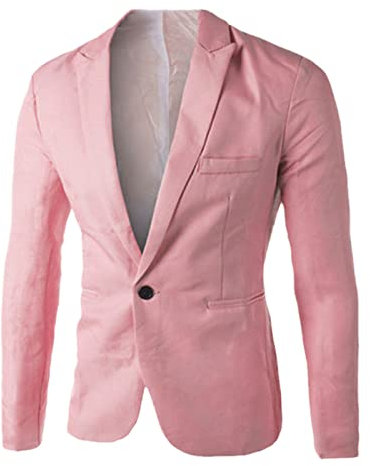 Kelsiop Uomo formale Business Uniforme Lavoro Pulsante Blazer Giacca Casual Cappotto Top Slim Fit Abito da Sera Camicie Cappotti, rosa, XXXL