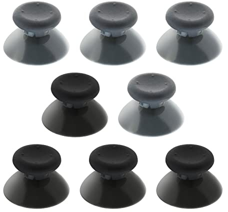 8 tapas de repuesto para joystick compatibles con Xbox 360, ABS, cubierta basculante de 16 x 25,5 mm, color negro y gris