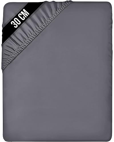 Utopia Bedding - Spannbettlaken 90x190cm Bis 30 cm - Grau - Gebürstete Mikrofaser Spannbetttuch - Oeko Tex Standard 100