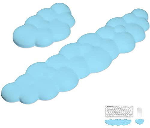 Repose Poignet Clavier Cloud, 2 Pièces Coussin de Poignet Ergonomique Repose-Main Coussin de Poignet pour Clavier pour la Maison les Jeux Sur PC l'Ordinateur Portable le Bureau (Bleu)