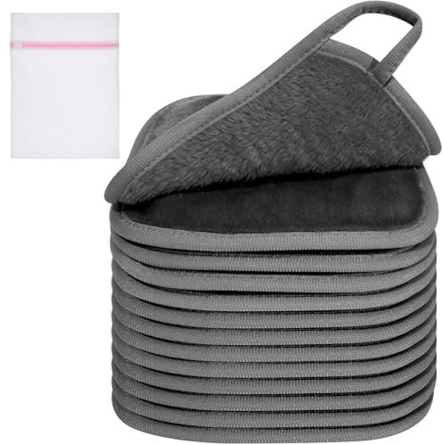 KODAMO Panno struccante per il trucco, 15,2 x 15,2 cm, riutilizzabili, con sacchetto per la biancheria, panni in microfibra per la rimozione del viso con solo acqua, ecologici, confezione da 12,
