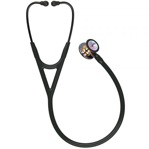 3M Littmann Cardiology IV Stethoskop mit Gratis Gravur und Penlight (Schwarz/Rainbow Edition/High Polish/Smoke Stem)