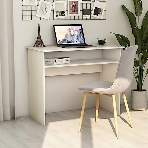 WIFESE Escritorio de Blanco 90x50x74 cm Escritorio Gaming Escritorio Ordenador Mesa Estudio Mesa Escritorio Muebles Dormitorio Escritorio Madera Mesa Pc Mueble Habitacion Madera Contrachapada