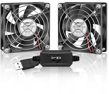 Wderair Mini 80mm USB Computer PC Case Cooling 5V Powered Fan (Quiet), Cabinet Cooler Fan with Speed Controller