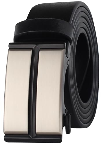 Rak Herren -Ratschengürtel Kuhhindelder Leder Zinklegierende Schnalle 35 mm anpassbare Fit -Kleiderhose Casual Jeans Elegante Geschenkbox (E-0001-BLACK, 110)