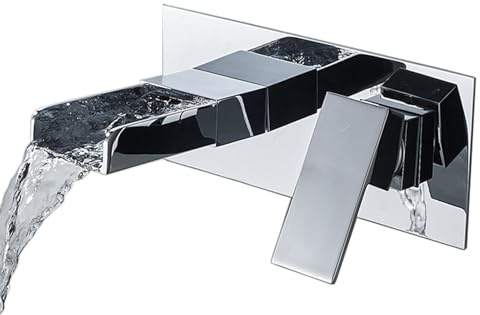 Unterputz Armatur Waschbecken Badarmatur Waschbecken Waschbeckenarmatur Bad Wasserfall Wasserhahn Badezimmer Spritzschutz Mischbatterie Für Heißes Und Kaltes Wasser Aus Vollkupfer,Chrom