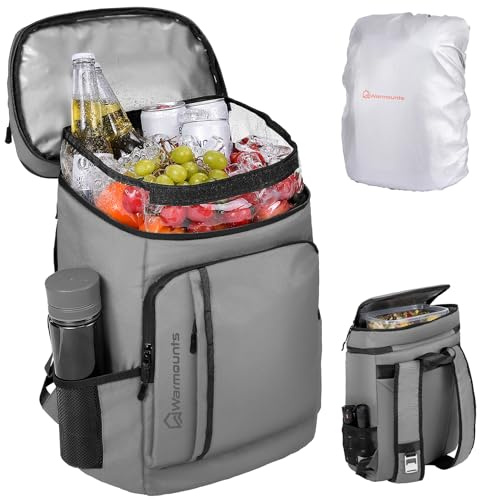 WARMOUNTS Insulated Cooler Bag/Backpack w/Leakproof PVC Liner, Soft Lunch Bag with 5-Layer Insulation, Ice Chest Cooler Bag for Camping, Beach, Fishing, Picnic, Travel