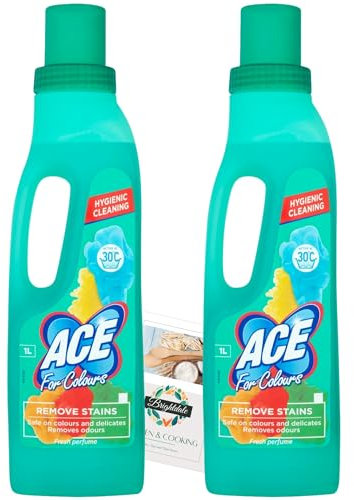 Laundry Stain Remover Bundle with 2 x 1L Ace for Colours, Hygienic Cleaning + Brightdale Kitchen Booklet