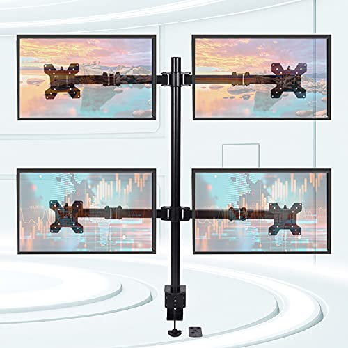 KEESUNG 4 Monitor Halterung, Bildschirm Halterung Tischhalter Superlange Stange Monitore 10-27 Zoll Höhenverstellbar Bildschirm Ständer Monitorhalterung Stütze 9kg pro Arm