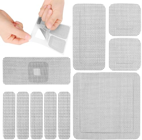 TNOMSNO Set Di Ripara Zanzariera, 30 Pezzi Ripara Zanzariera, Patch Di Riparazione Dello Schermo Della Finestra, Impermeabile e Adesivo per La Riparazione Di Zanzariere e Schermi