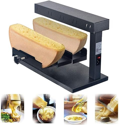 Commercial Cheese Melter, Electric Raclette Cheese Grill Melter with Double Heating Area, Rapid Heating Raclette Grill Tradicional Raclette Melting Machine Cheese Heater