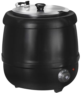 Hakka Soup Warmer Commercial, 10L Electric Soup Kettle With Hinged Lid Detachable Stainless Steel Insert Pot Temperature Adjustable 30-85℃ Catering Food Warmer for Restaurant, Buffet
