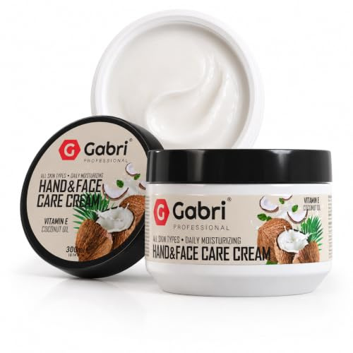 Gabri Hand & Face Care Cream 2in1 300ml | Instantly Boosts Moisture Levels, Creates a Protective Layer & Prevents Moisture Loss | Daily Moisturising for All Skin Types (Coconut Oil)