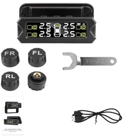 MZZYG Tyre Pressure Monitoring System Car TPMS Tire Pressure Alarm Monitoring System Tyre Sensor Solar Charge With Bracket 360 Adjustable IP68 Waterproof 6bar For RV SUV MPV Truck Sedan