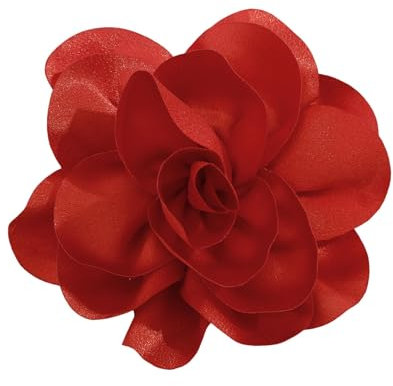 pofluany Broche de corsage en tissu antidérapant en forme de fleur pour costume, manteau, chapeau, écharpe, robe, décoration de vêtements, épingle à vêtements, bal de promo, bijoux rouge