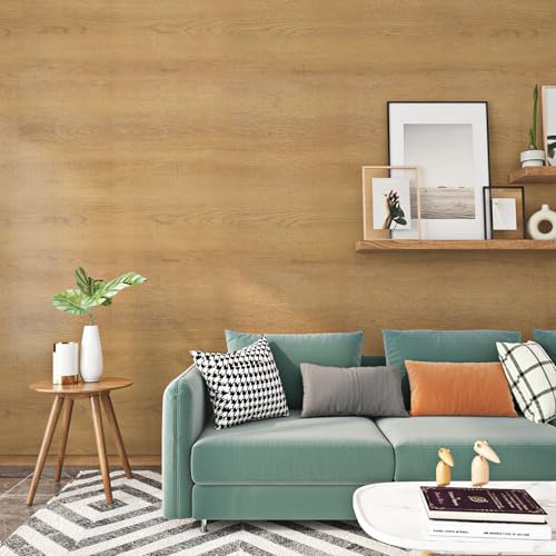 ReWallpaper Brown Peel and Stick Wallpaper Wood Effect 60cm×5m Kitchen Vinyl Wrap for Cupboards Worktop Wood Vintage Contact Paper Wood for Furniture Light Brown Wall Paper Roll Removeable