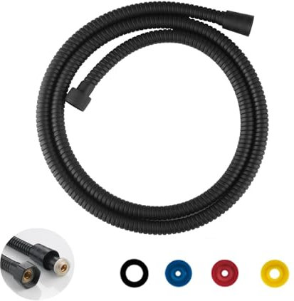 Fonyiunce Flexible de Douche Universel, Tuyau de Douche Flexible Tuyau en Acier Inoxydable, Tuyau de Douche Anti-Torsion et Anti-Pliure, Anti-explosion, Tuyau de Douche Haute Pression, (Noir, 1.5M)