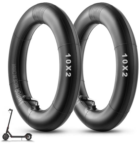 Amitor 10x2 Schlauch, 10 Zoll Schlauch E Scooter Verdickter, Hohe Elastizität Butylkautschuk Kinderwagen Schlauch 10x2 mit Silberne Ventil 90°, Haltbarem E Scooter Ersatzschlauch 10x2 Zoll, 2PCS