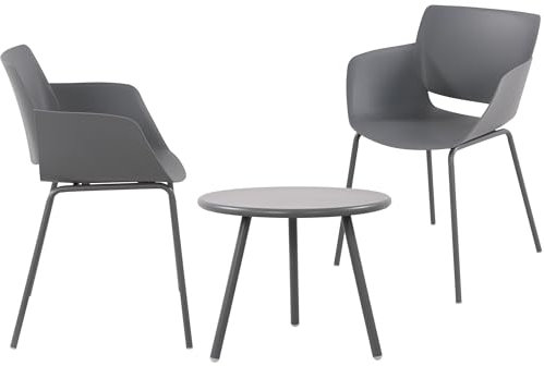 CLP Sitzgruppe Berena für den Garten I Set aus Tisch Berea und Stühlen Alpena I Outdoor-Set wetterfest und UV-beständig I Gartenmöbel, Farbe:dunkelgrau, Set-Inhalt:2 Stühle