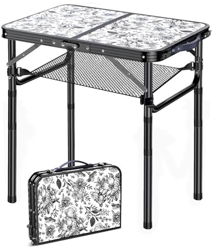 Beistelltisch für den Außenbereich, tragbar, 3 höhenverstellbar, kleiner Outdoor-Tisch, Aluminium, faltbar, Terrassen-Beistelltische für drinnen und draußen, Pflanzenständer, Couch-Beistelltisch,