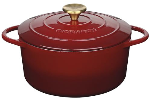 Küchenprofi Cocotte en fonte ronde avec couvercle Médoc, 24 cm, cocotte, plat à grain, four hollandais, marmite émaillée, pour tous les types de plaques (y compris induction), pour braiser, cuire au