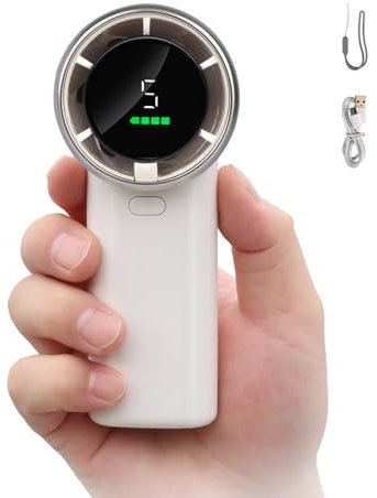 HONEYYEAR Ventilatore portatile Turbo, mini ventilatore con display a LED, ventilatore personale, ventilatore USB ricaricabile 3600 mAh, 5 velocità, ventilatore per ciglia da trucco, piccolo