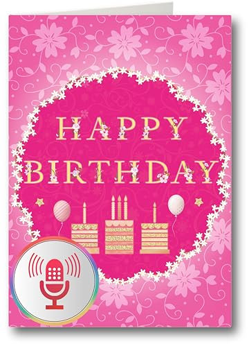 PlayMegram Personalisierbare Geburtstagskarte mit Aufnahmefunktion, 60 Sekunden – Autoplay beim Öffnen – Bedruckte Innenseite – A5 – Für Musik, Sprache & persönliche Botschaften