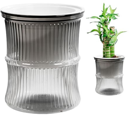 Tuxxjzm Selbstbewässernder Blumentopf Selbstbewässernder Übertopf mit Reservoir Auslaufsicher Garten Blumenhalter Pflanzenbehälter Klare Töpfe für Zimmerpflanzen African Veilchen