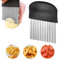 2Pcs Crinkle Cutter, Stainless Steel French Fry Cutter for Potatoes Blade Potato Cutters Wavy Chopper Carrot Chip Crinkle Wavy Slicer Tools with Handle for Vegetable