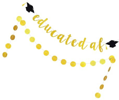 OSALADI 1 Satz Arzt Hut Dekoration Abschlussfeier Girlande Abschluss Girlande Party funkeln Abschlussbanner 2021 Lametta Banner zum Thema Abschluss Banner im Graduierungsstil Papier Golden