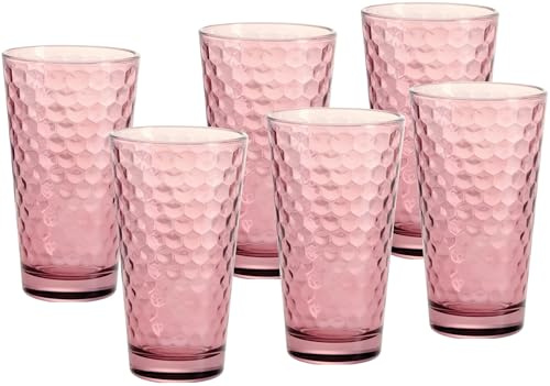 Ritzenhoff & Breker Longdrinkgläser-Set Favo, 6-teilig, Berry, Rosa, 8.4 cm x 14.2 cm
