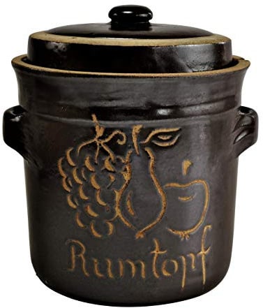 Haushalt-Krausse.de Gärtopf Steinzeugtopf Rumtopf Sauerkrauttopf Inhalt 5 l mit Deckel Dekor Früchte