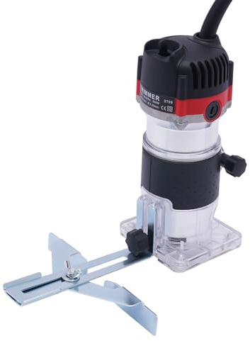 POTYYH Oberfräse, 800W Elektrische Holzfräse Kantenfräse Einhandfräse, Durchmesser 6.35mm, 30000 U/min, Transparente Basis, für Holzfräsen, Handfertigung