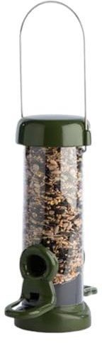 Naturschutzprodukt Futtersäule Ring-Pull Click mini Futterspender grün Metall H 33 cm Inhalt 0,5 L