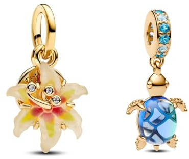 TCZNAF Blumen und Schildkröten Charms Armbände Bead Compatible für Armband Weihnachten Schmuck für Damen