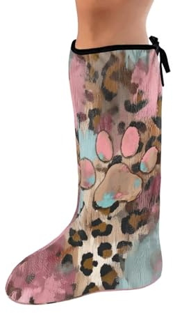 LedBack Dog Paw Leopard Print Cast Sock Cover for Foot Kids Leg Plaster Sleeve Green White Cast Cover Sock-L