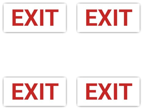 Laminierte Aufkleber: 75 mm, 4 Stück - EXIT Notausgang Flugzeug Safety Sticker robust
