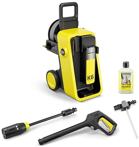 Kärcher Hochdruckreiniger K 6 Comfort Premium, Druck: 160 bar, Fördermenge: 510 l/h, Fläche: 50 m²/h, Gewicht: 18,2 kg, extra Flexibler Hochdruckschlauch, Schlauchtrommel, 4-in-1 Multi Jet