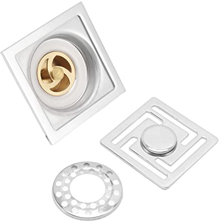 Drain de Sol carré en Acier Inoxydable, Grand déplacement, pour Douche, Cuisines, salles de Bains, garages, sous-sols, balcons