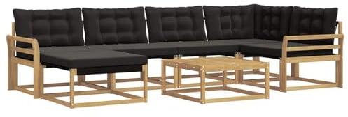 vidaXL Outdoor-Sofagarnitur 7 pcs Weiß und Schwarz 79 x 79 x 37 cm, Modernes Garten-Sofa-Set, langlebige Loungemöbel, stylische Terrassensitze, wetterfeste Schaumkissen, Akazienrahmen