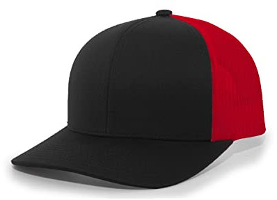 Pacific Headwear Unisex-Erwachsene Snapback Trucker: stylische ganztägigen Komfort Cap, Schwarz/Rot/Schwarz, Einheitsgröße