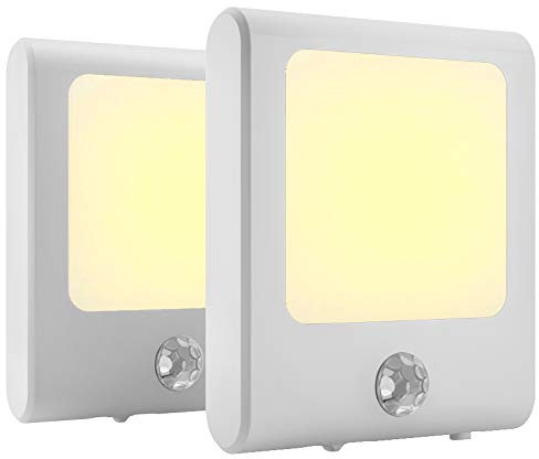MAZ-TEK Plug Sensor with Adjustable Brightness,Warm White Motion Activated Led Night Light for Hallway Stair, Corridor, Kitchen, Living, Garage, Basement, Utility Room,2 Pack