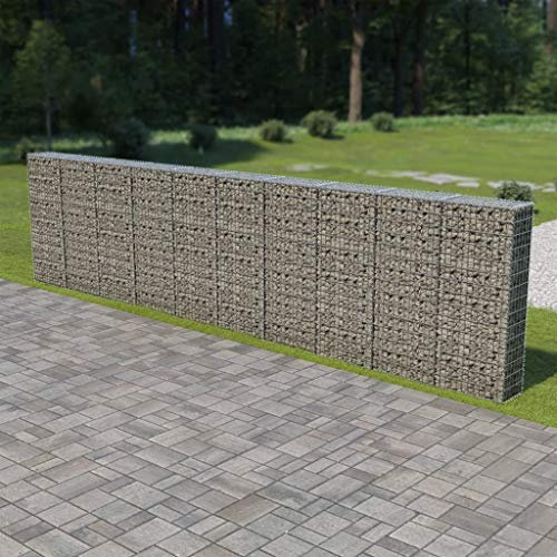 Festnight Mur à Gabion avec Couvercles Panier en Gabion Acier Galvanisé 600 x 30 x 150 cm