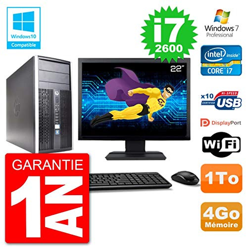 PC HP 6300 MT Ecran 22 Core i7-2600 RAM 4Go Disque 1To Graveur DVD WiFi W7 (Reconditionné)