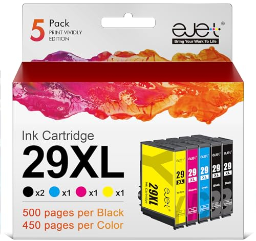 ejet 5er-Pack 29XL Druckerpatronen für Epson 29 XL 29XL Multipack Patronen für Expression Home XP-235 XP-245 XP-255 XP-332 XP-335 XP-342 XP-352 XP-345 XP-432 XP-435 XP-442 XP-445